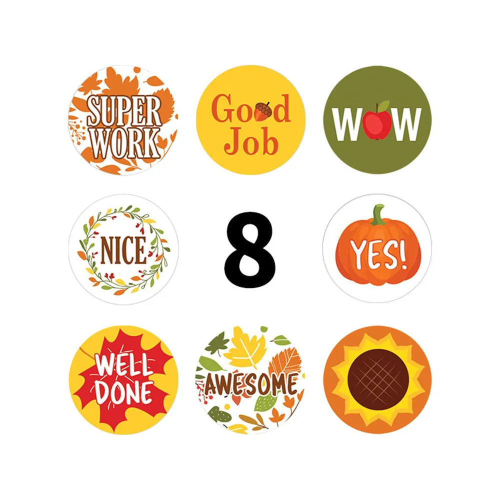 

500Pcs/Roll Round Encourage Reward Sticker Cute Seal Labels for Kids Gift Box Decor