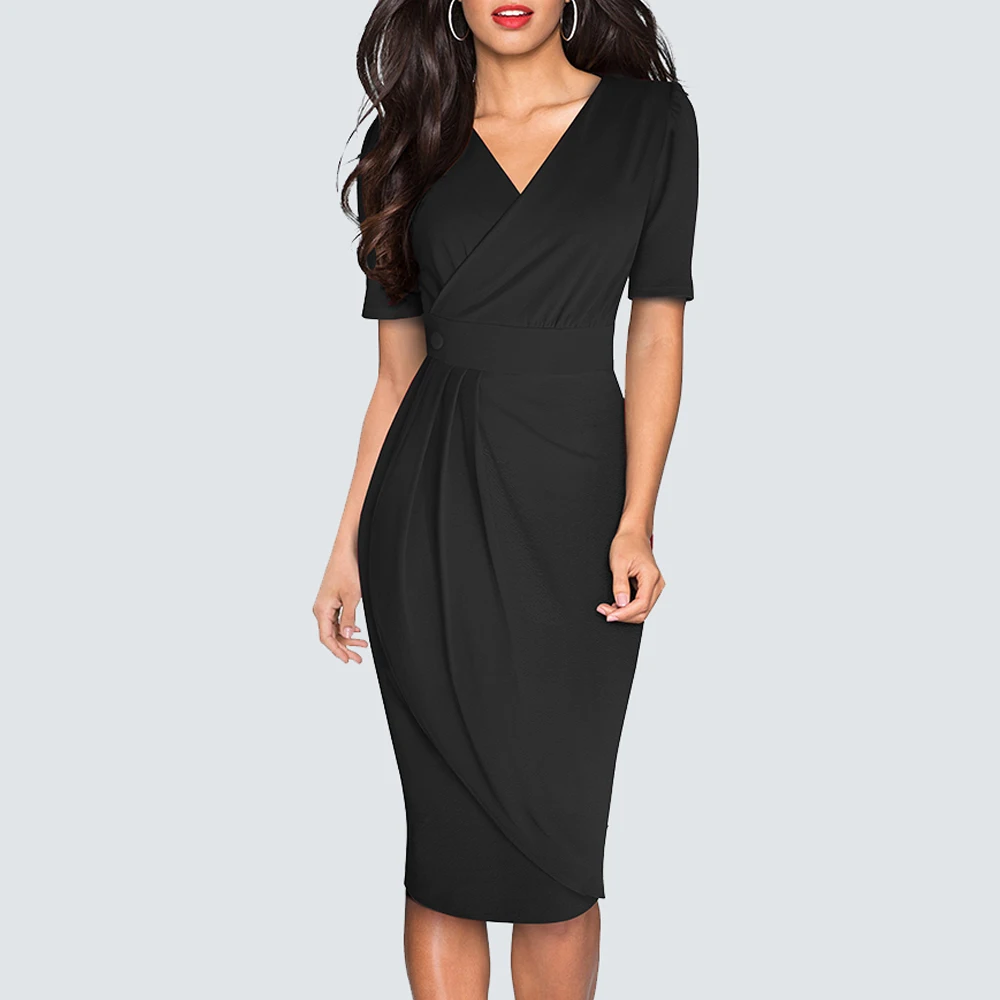 Классическое короткое однотонное платье в стиле ретро повседневная элегантная