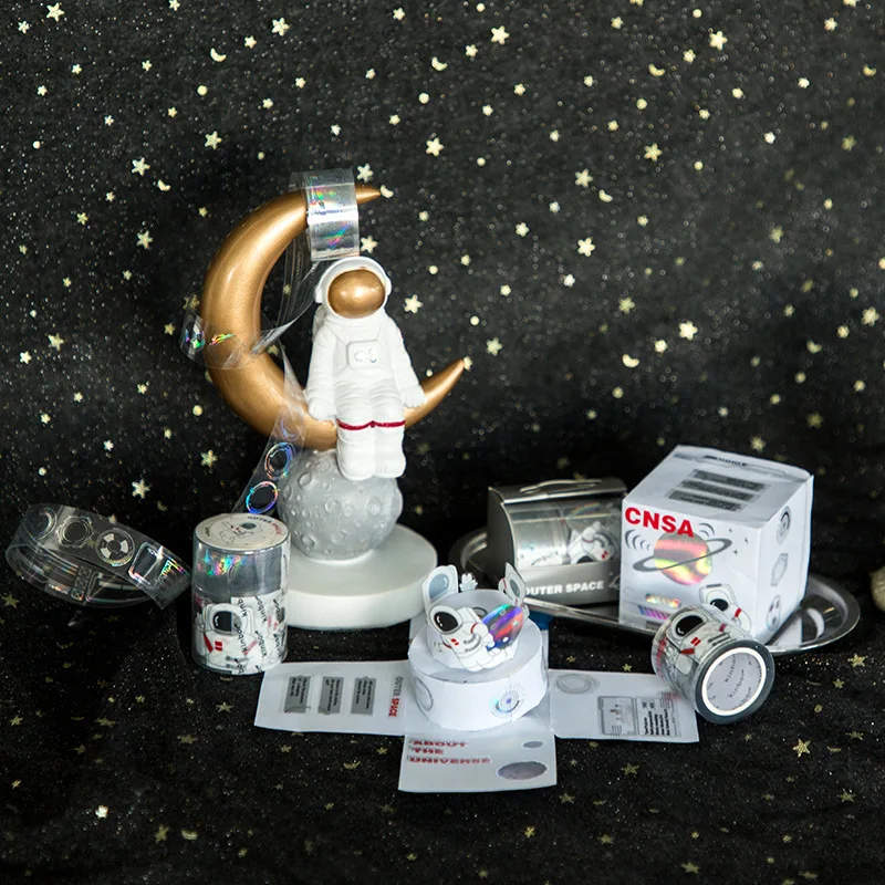

Laser Fashion Outer Space Theme Wide Masking Tape Creative Transparent PVC Washi Tape Stationery Gift