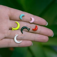 xuqian hot selling drop oil enamel moon shape charms pendant with 1511 5mm for diy necklace earrings jewelry making p0138