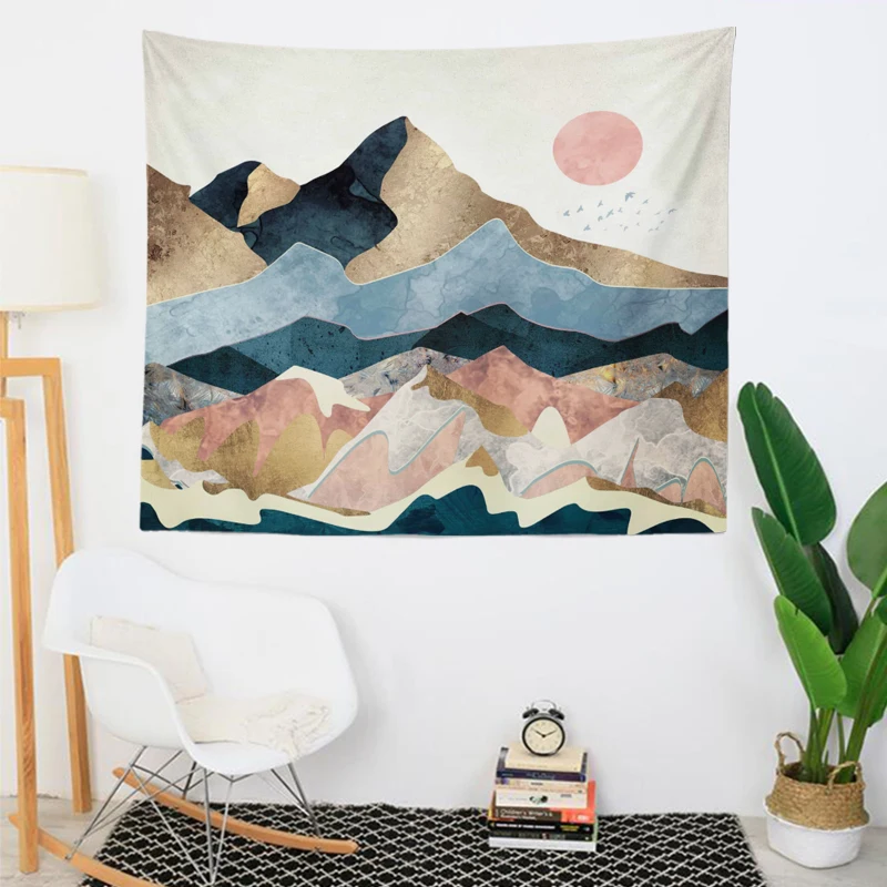 Настенный Ковер с изображением гор и солнца украшения для гостиной в стиле бохо