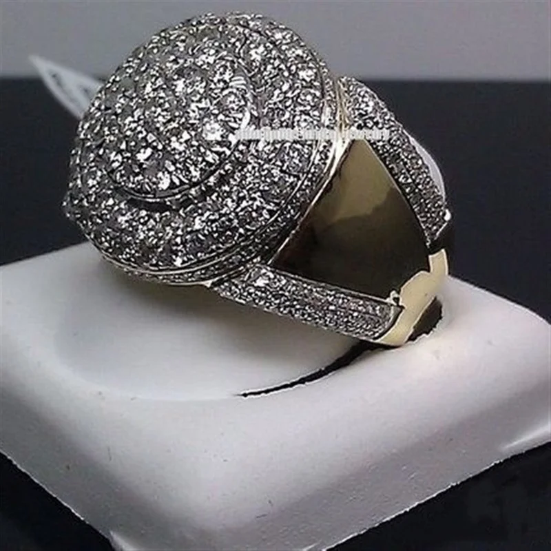 

High Quality Shiny Gold Color Inlaid White Crystal Zircon Alloy Female Ring for Women PartyWedding Anniversary Size 5-11