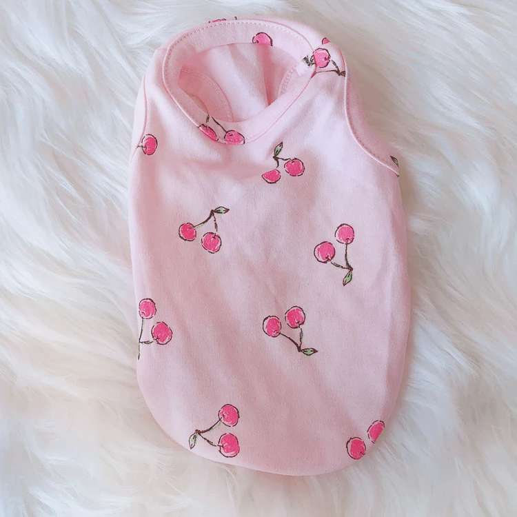 Летние жилеты для собак с принтом вишни весны и лета 2019 одежда домашних животных