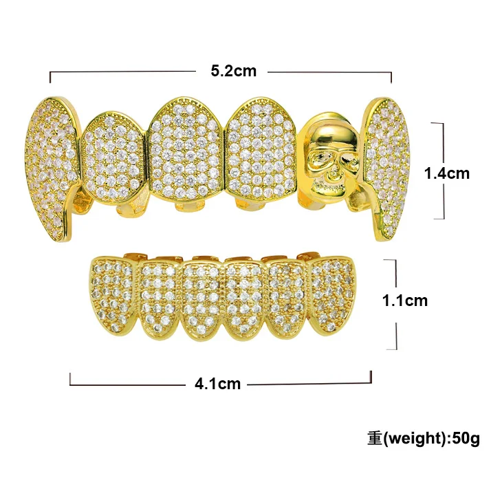 Цвета: золотистый серебристый Цвет в стиле хип-хоп Клык зубы шапки кубического