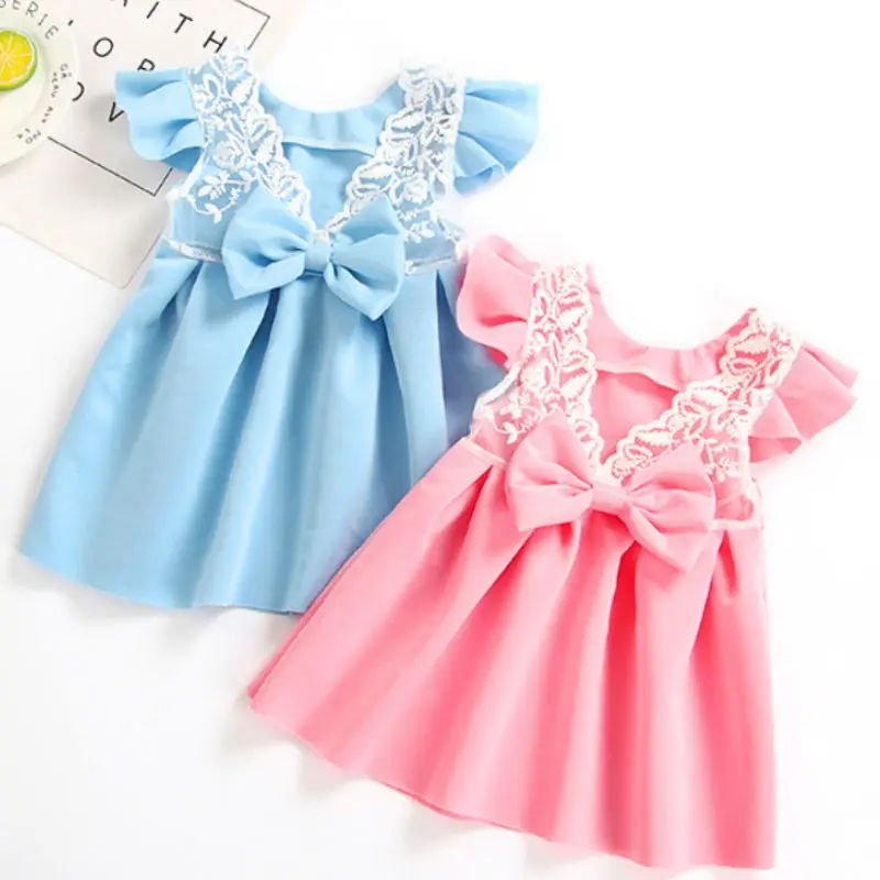 Летнее милое кружевное платье принцессы с цветами для девочек лидер продаж 2018