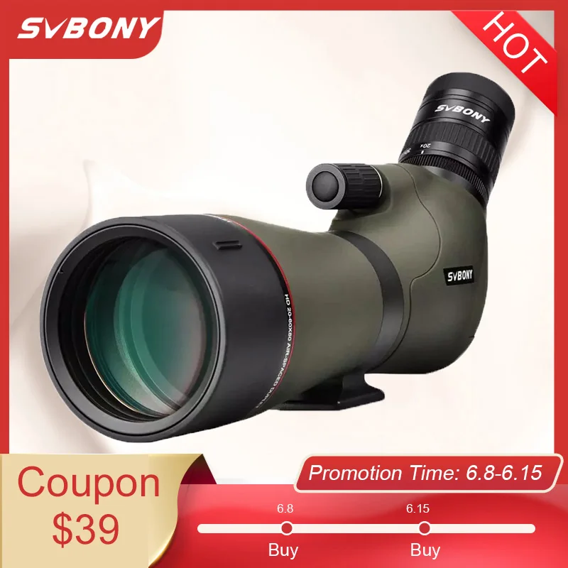 SVBONY 20 60x80 Зрительные трубы Zoom Водонепроницаемый телескоп с заполненным азотом