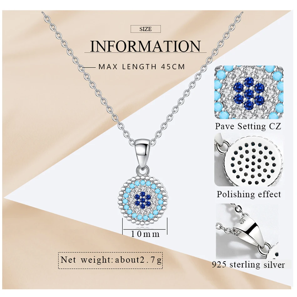 Женское колье с голубым камнем TONGZHE ожерелье из стерлингового серебра 925 пробы
