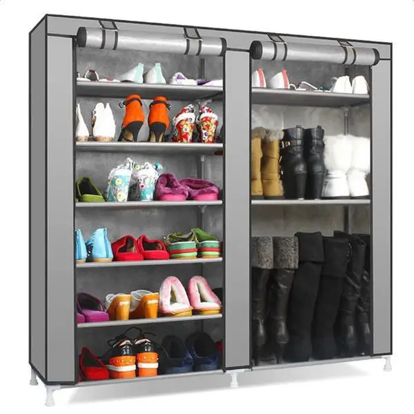 

Double Rows 9 Lattices Combination Style Shoe Cabinet Shoe Box Storage Shoe Organizer Boxes Gray Combination Shoe Cabinet