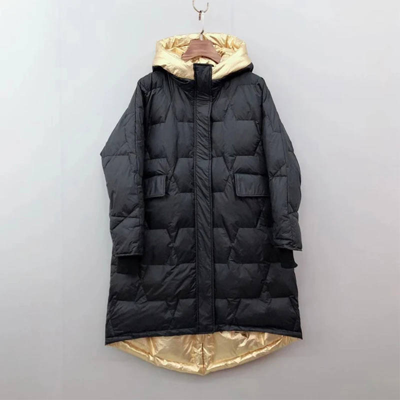 FTLZZ Зимний пуховик 2019 новый женский свободный белый утиный пух Пальто Длинные