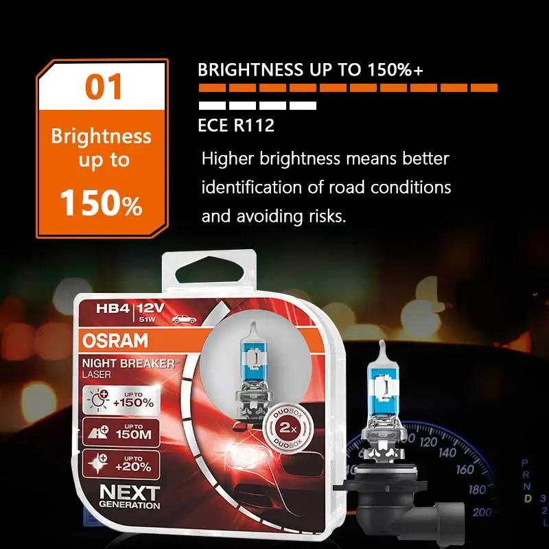 OSRAM 9006NL лазерный выключатель следующего поколения 9006 HB4 12V 51W P22d автомобильный