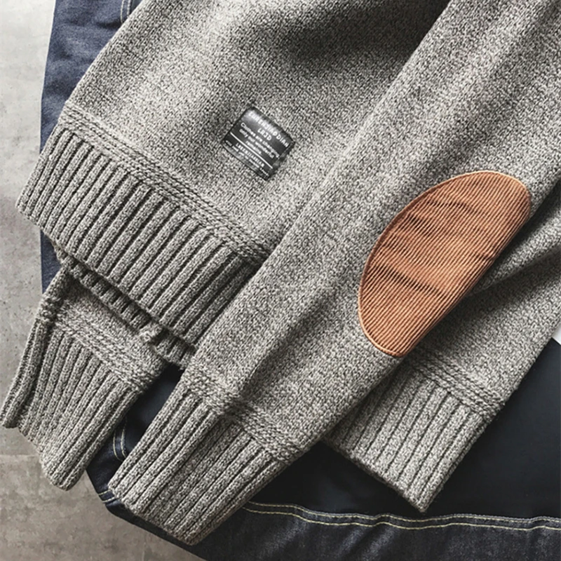 Новые осенние зимние мужские модные одноцветные свитера с круглым вырезом и