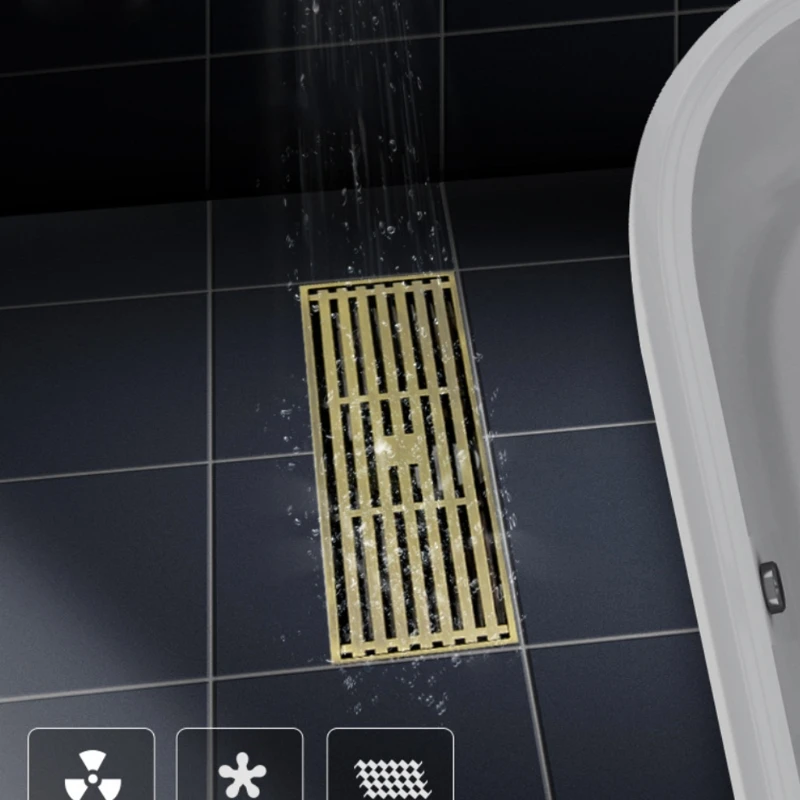 

Floor Linear Waste Grates Grid Strainer Shower Drain Invisible Stainless Steel Bathroom Anti-odor Floor Drainer