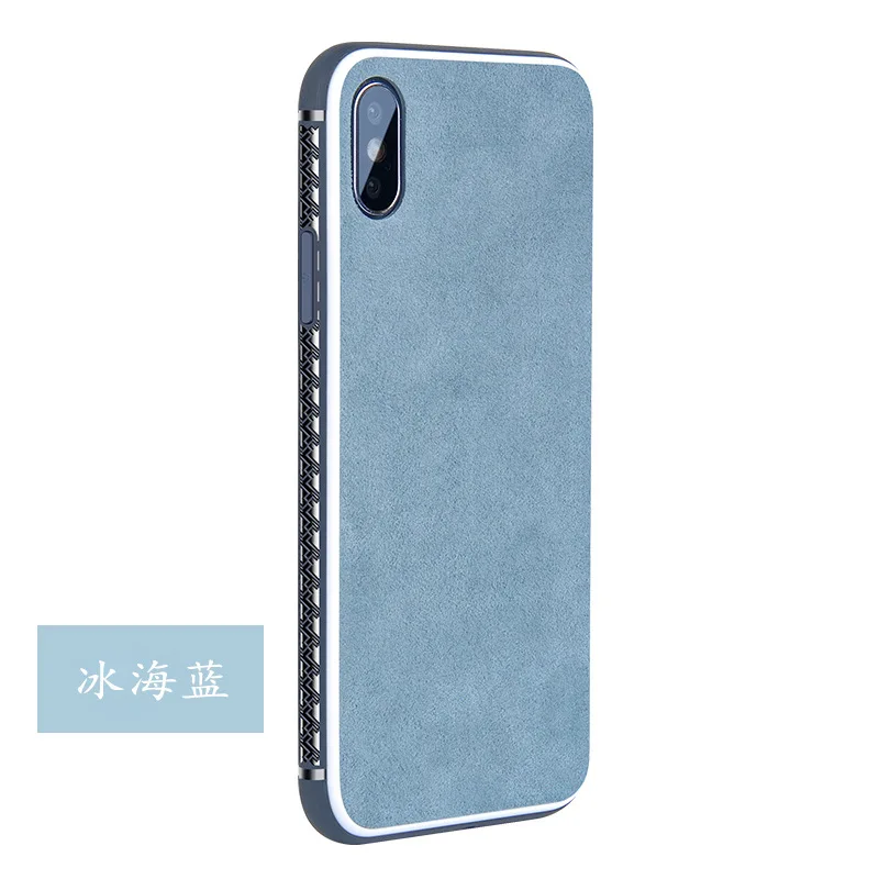 Ice blue Итальянский тканевый чехол для iPhone X XS 11 Pro MAX, чехол для мобильного телефона с белой каймой, несколько цветов, флип-чехол с мехом, подходит для 6, 6s, 7, 8 Plus - Цвет: Ice blue