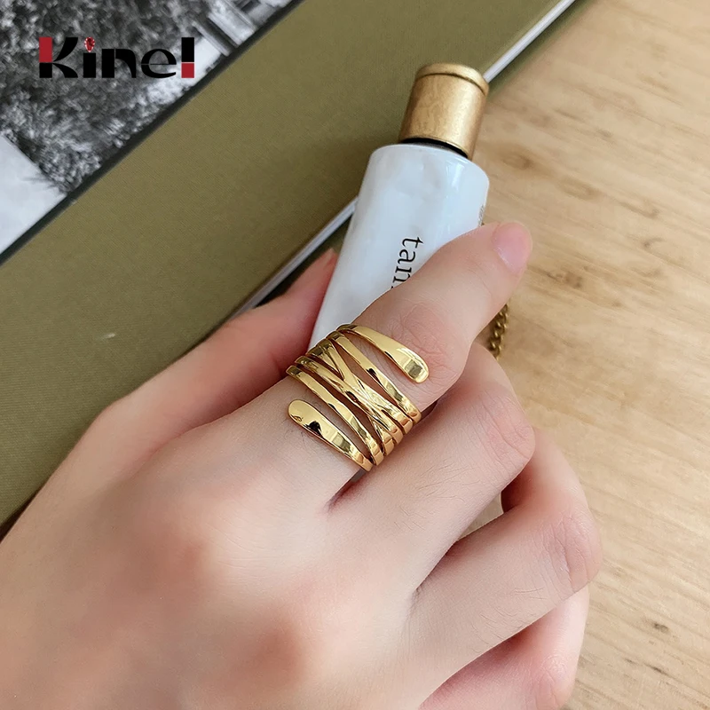 

Kinel 925 Sterling Silver Line Braided Rings for Women INS Korea Jewelry Wholesale Silver Ring Plating 18K Real Gold Bijoux