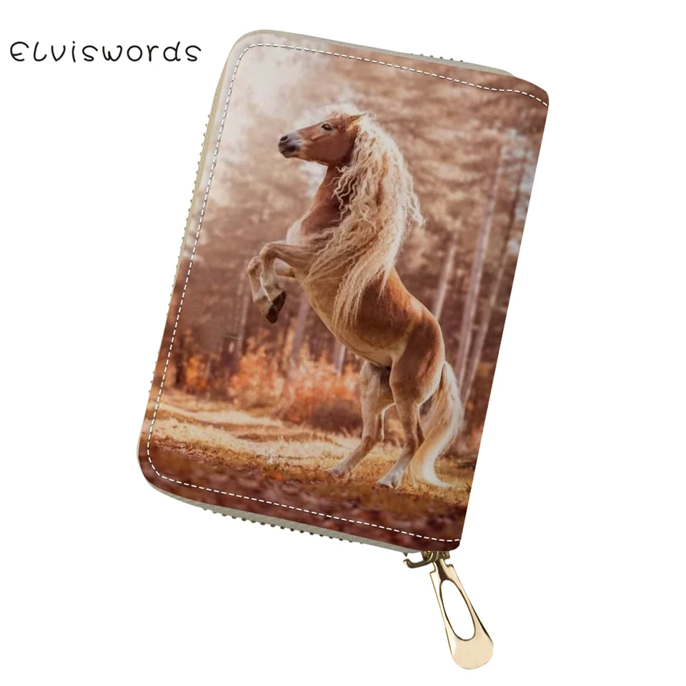 ELVISWORDS ПУ визитница Фэнтези лошади узор девушки Деньги сумки кошельки Kawaii