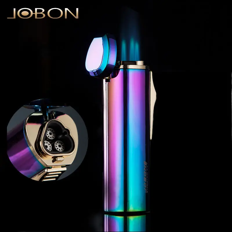 

Jobon Butane Gas Inflatable Windproof Cigar Lighter, Creative Metal Three Jet Flames Cigarette Smoking Gadgets Gift
