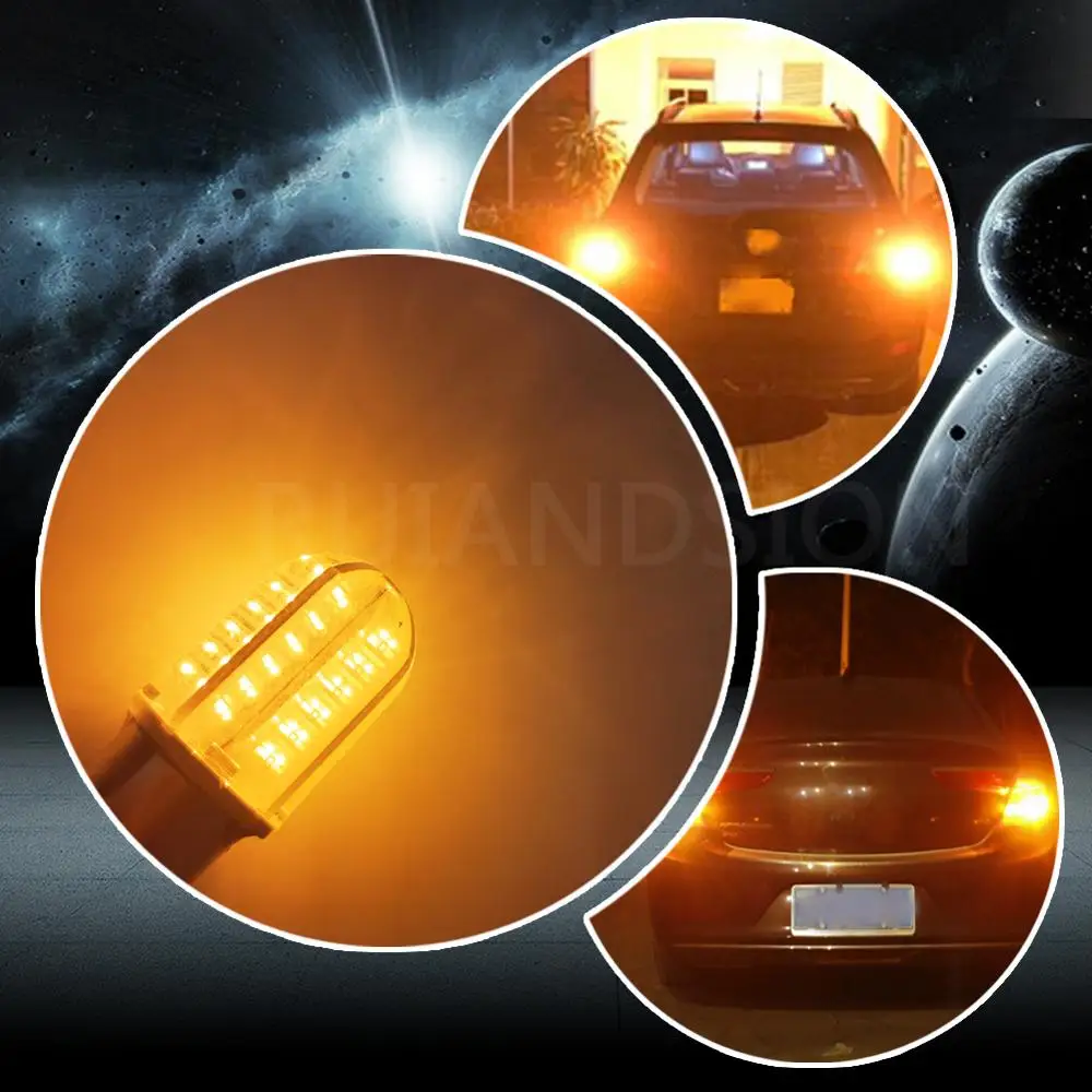 

2 pcs 48 COB 1156 ba15s bau15s led bulb auto turn signal light 600lm car rear reverse parking lamp 12-24V red yellow