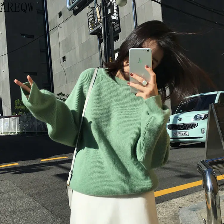Осенне-зимние женские новые негабаритные уличные Harajuku теплые пуловеры с круглым