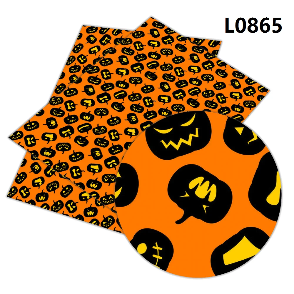 

30 cm x 136 cm Halloween Printed Artificial Leather Fabric Sewing DIY Bag Shoes Material L086