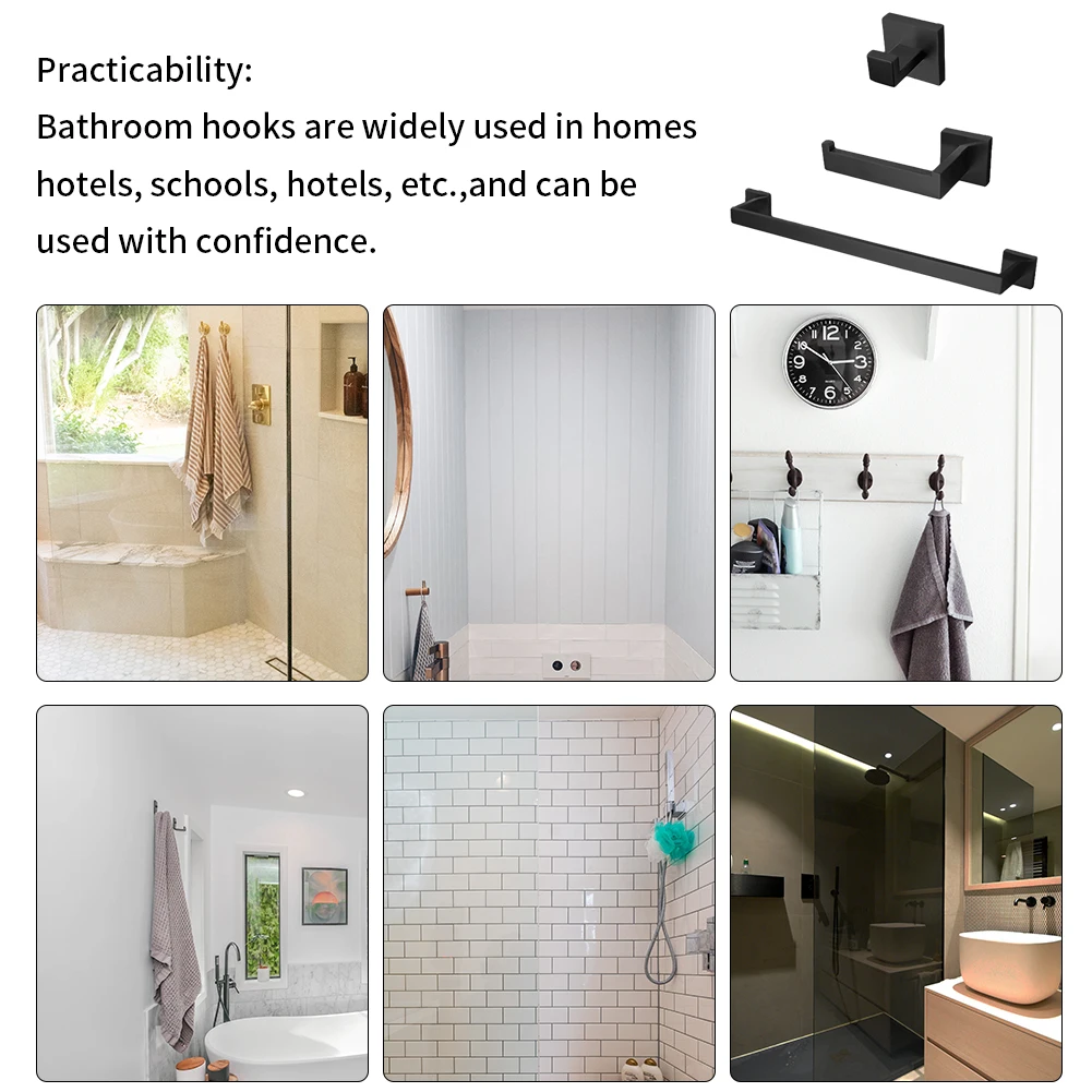 

3pcs/set Cabinet Door Storage Clothes Stainless Steel Towel Hook Punch Free DIY