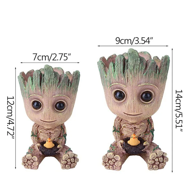 Симпатичные украшения для дома горшок растений фигурки подражали Groot модель