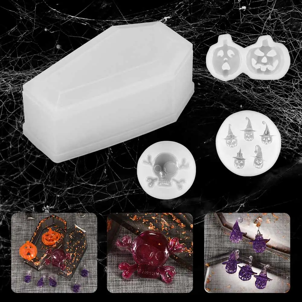

DIY Coffin Silicone Pumpkin Skull Wizard Mold Craft Toy Halloween Party Decor DIY Craft Toy Festival Decoration