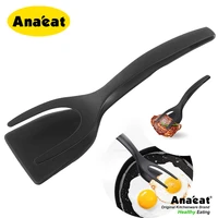 anaeat 1pc 2 in 1 silicone flip tongs pancake omelette spatula omelette clip steak turning knife kitchen cooking tool