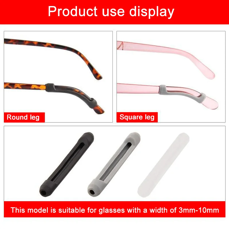 

3 Pairs Glasses Temple Tips Silicone Anti-Slip Safety Retainer Ear Hooks for Eyeglass Sunglasses SWD889