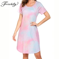 nightgown womens cotton sleepshirt soft comfy short sleeve tie dye sleep dress pregnant nightshirt nightdress