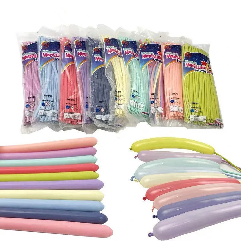 

100pcs Macarons Magical balloon Strip Latex Balloons Birthday Party Wedding Decoration Shiny Chrome Tying Twist Magic Long balls