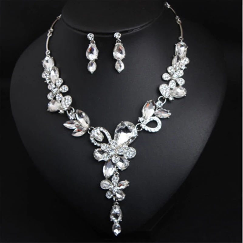 Новинка 2019 модные ожерелья и серьги в форме капель с кристаллами красного