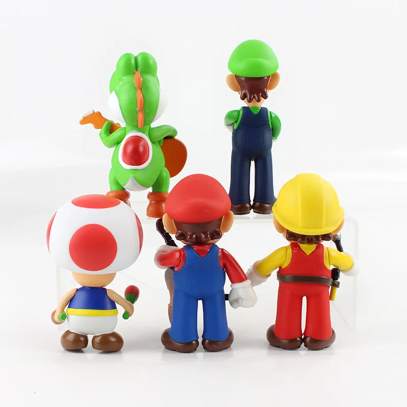 

Rock Band Super Mario PVC Action Figures Toys Mario Bros Luigi Yoshi Toad Cute Cartoon Collect Model for Kid Xmas Gift 5pcs/set