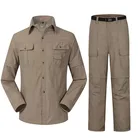 Уличный Быстросохнущий костюм, мужская и женская походная рубашка с длинным рукавом и штаны, тонкая дышащая рубашка, летние штаны для рыбалки и треккинга