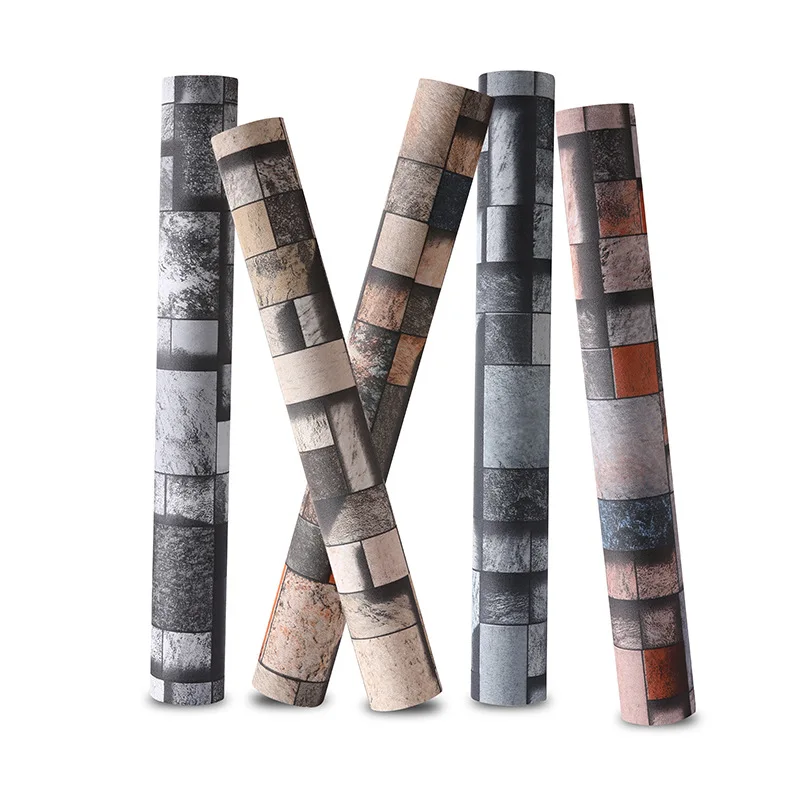 Винтажная кирпичная настенная бумага 3D Домашний Декор Ретро серый синий