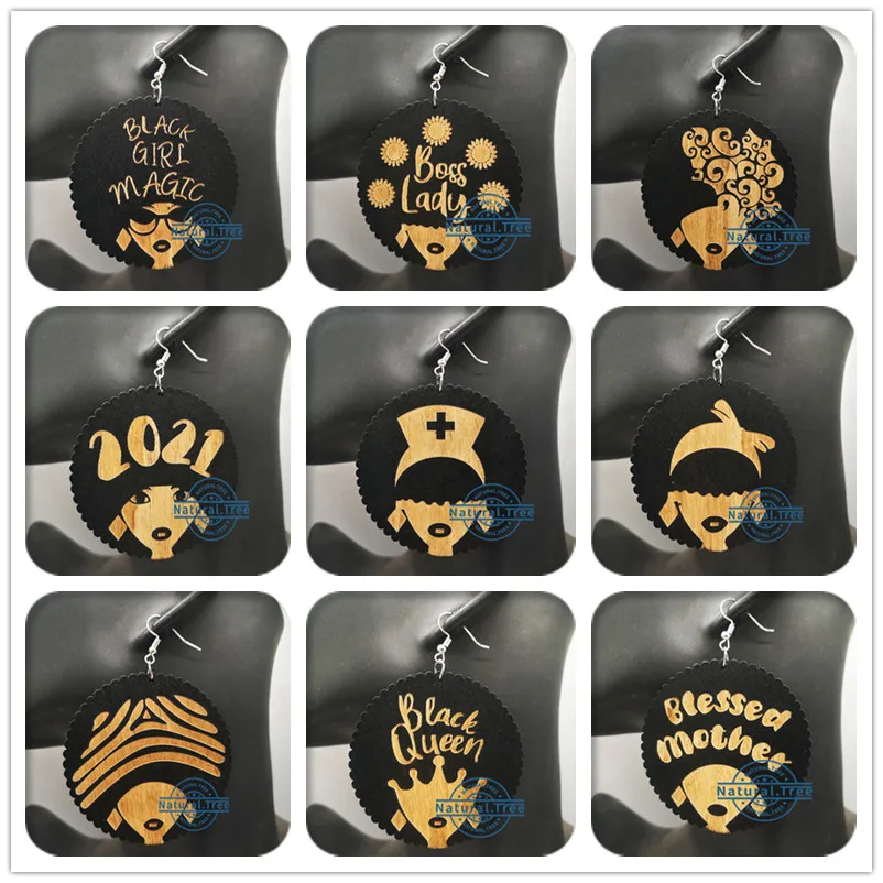 Бесплатная доставка! Круглые деревянные черные серьги для девочек|Серьги-кольца|