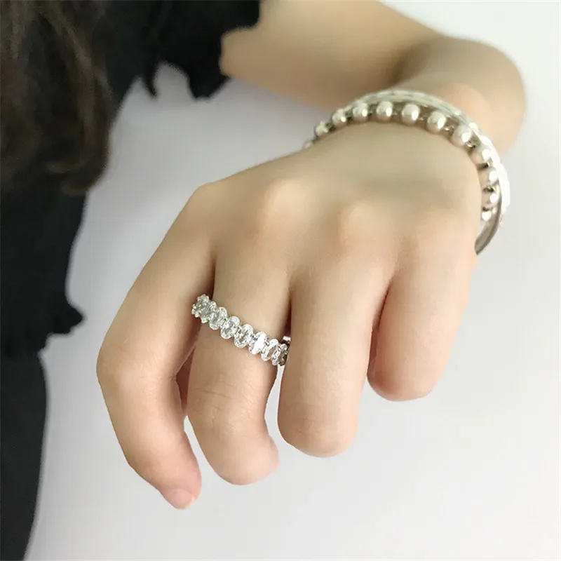 

ANZIW 925 Sterling Silver Full Eternity Oval Cut Rings Wedding Engagement Bridal Rings For Women Party Lover Rings Jewelry Gifts