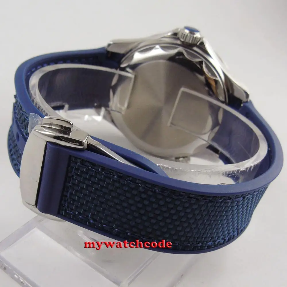 Стерильные мужские часы B268 41 мм с белым циферблатом и синим керамическим