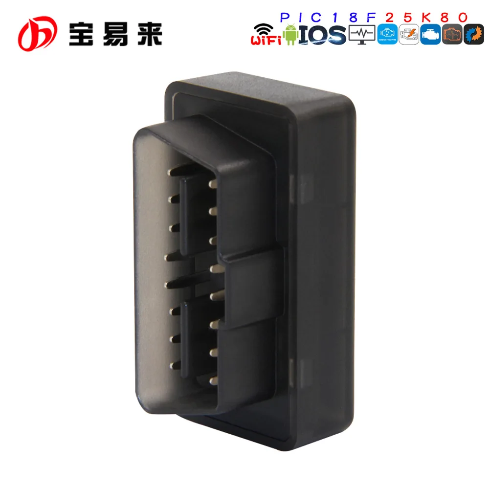 Черный тонкий Мини obd2 25K80 wifi Поддержка Android Apple OBD сканер |