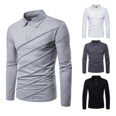

Men's Polo Shirt Autumn And Winter New Fashion European Size Men's Casual Polo Shirt Stitching Men's Undershirt P045