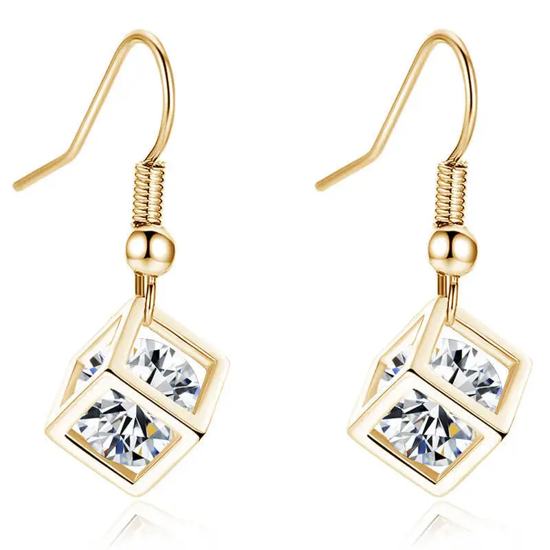 Женские циркониевые Серьги кубические креативные CZ серьги золотые прозрачные