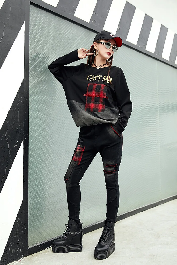 Max LuLu Роскошные корейские Harajuku Брендовые женские весенние кроп-топы, женские джинсовые клетчатые футболки, хлопковые повседневные женские винтажные футболки