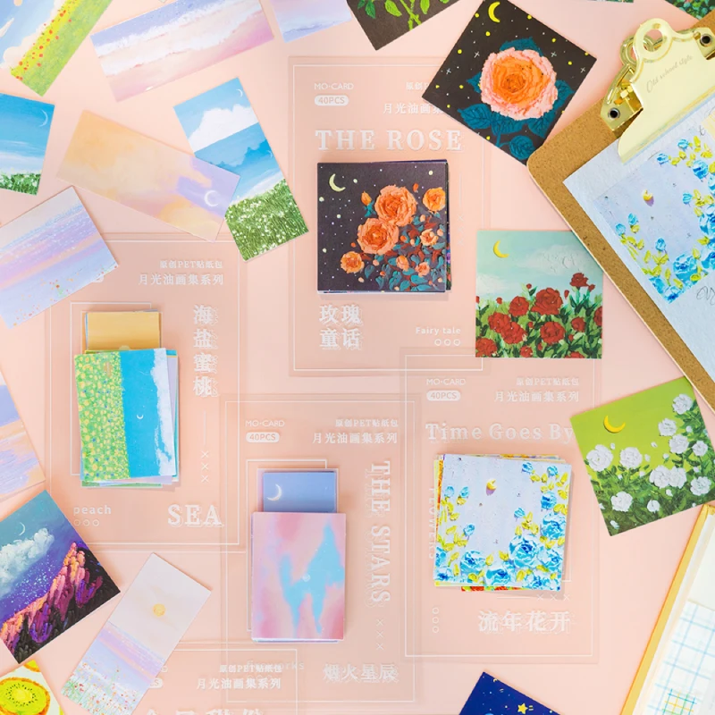 

40 pcs Vintage Oil Painting Scenery Material Sticker Journal Planner Craft Paper Scrapbooking Decorative DIY Craft Photo Albums