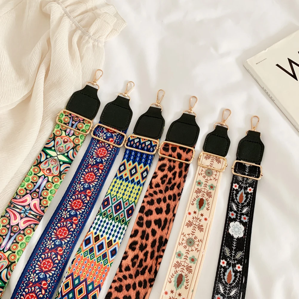

Ремни в этническом стиле для сумок для женщин, регулируемые мессенджеры «сделай сам» для женской сумки, Сменный Широкий ремешок с цветным п...