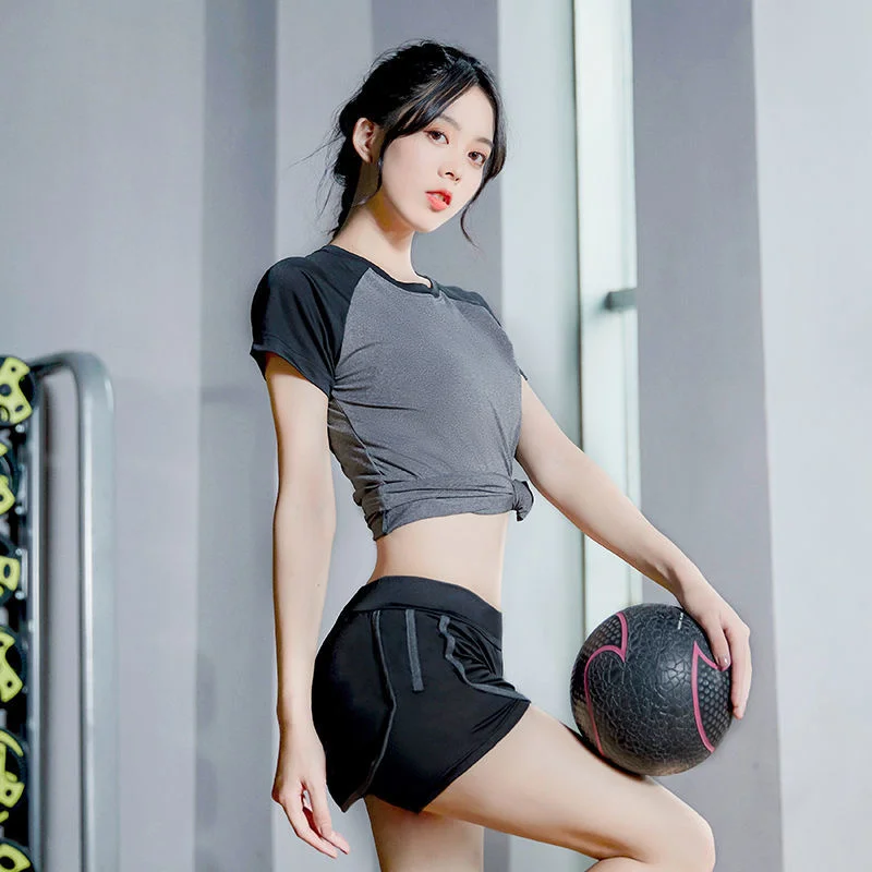 

Кроп-топ для йоги, шорты для йоги, спортивная одежда для бега, женская одежда для йоги, весна-лето, топ, спортивные женские футболки