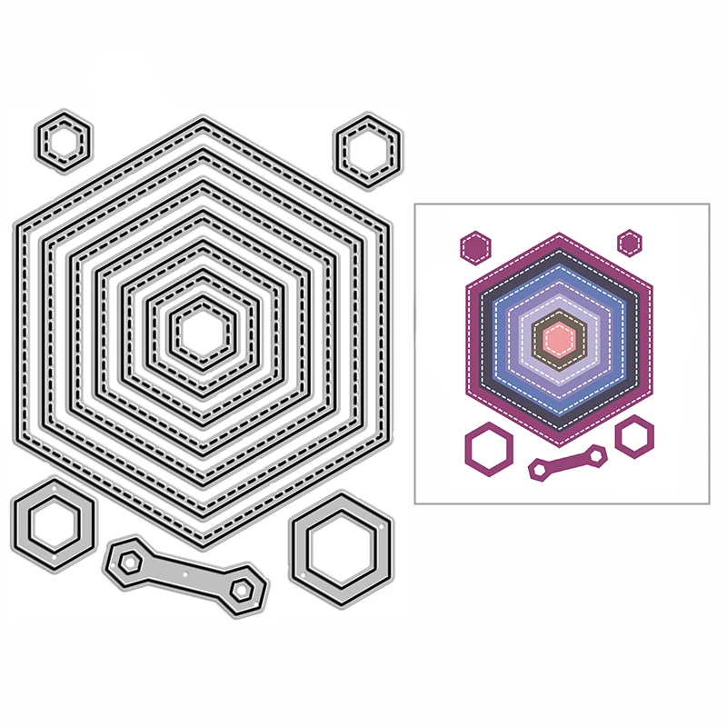 

Новые искусственные шестигранные рамки рельефная пресс-форма 2021 металлические пресс-формы для рукоделия декоративный Скрапбукинг альбом ...