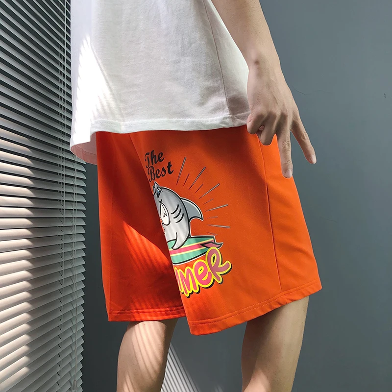 

2021 Fashion Summer New Men's Ice silk Shorts loose large size Micro Elastic waist Wash Jeans Male jogging Short