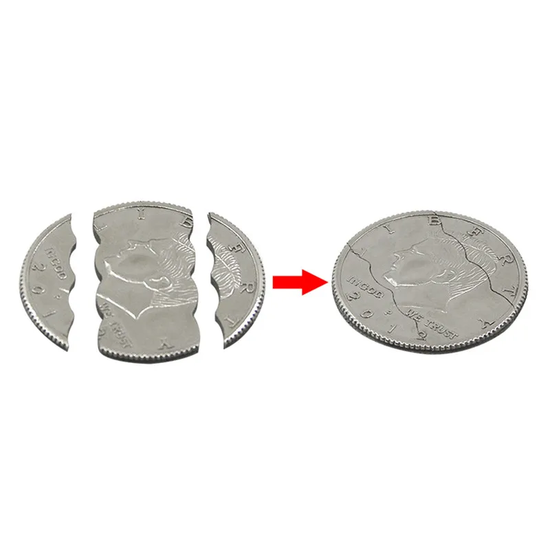 1 Набор три складных поклевки Монета Половина доллара Волшебные трюки поклевка