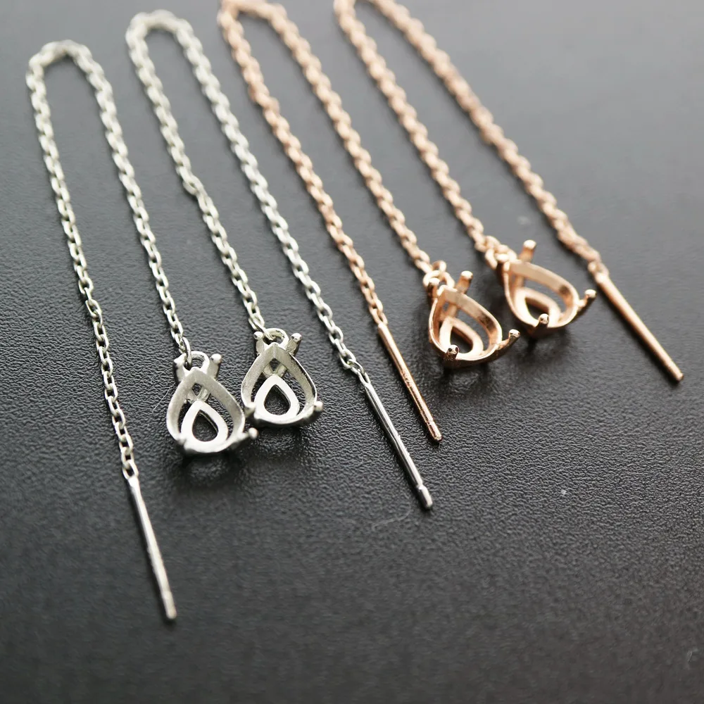 Серьги в форме груши 9 5 см из розового золота однотонные серьги зубца серебра и