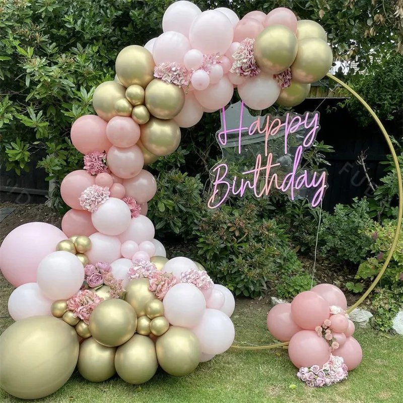

107Pcs Macaron Peach Arch Balloons Garland Pink Gold Latex Balloon Set Wedding Birthday Decoration Baby Shower Globos