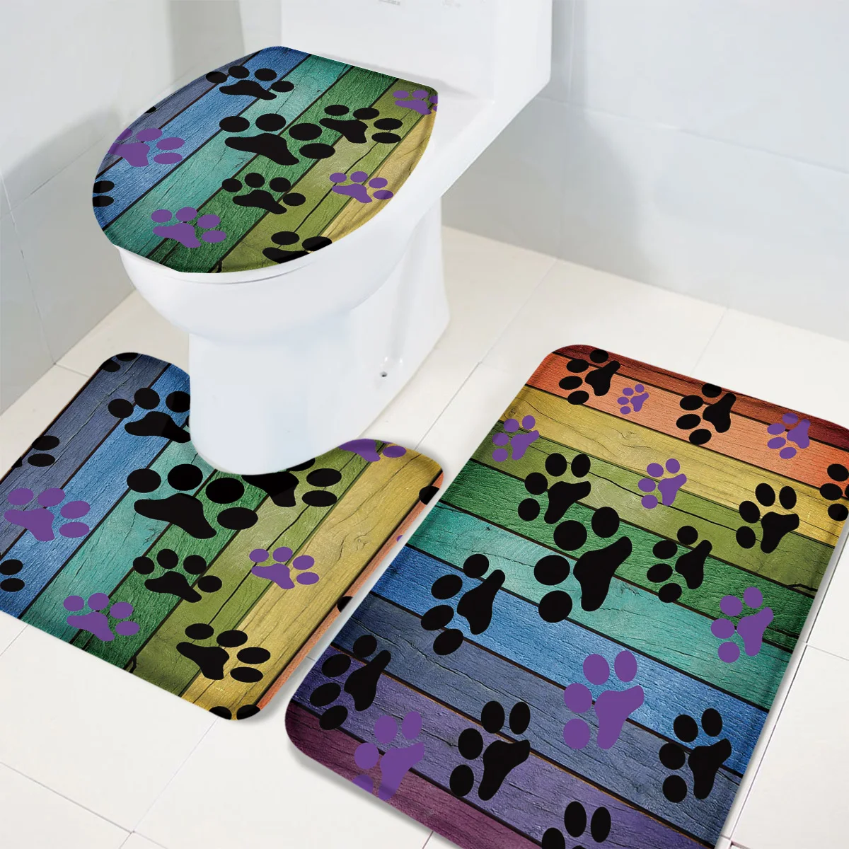 Набор из 3 предметов для ванной комнаты цветная деревянная доска набор ванны с